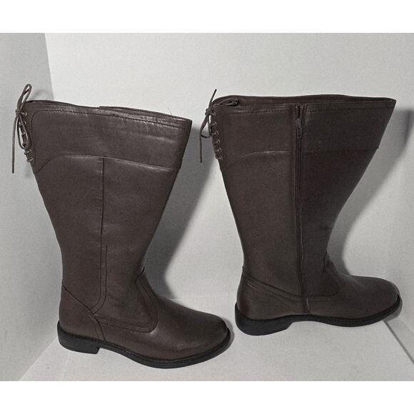 David Tate Women's Vermont Boots 13 W Brown Soft Leather Lace-Up Wide Calf NEW - Picture 5 of 10